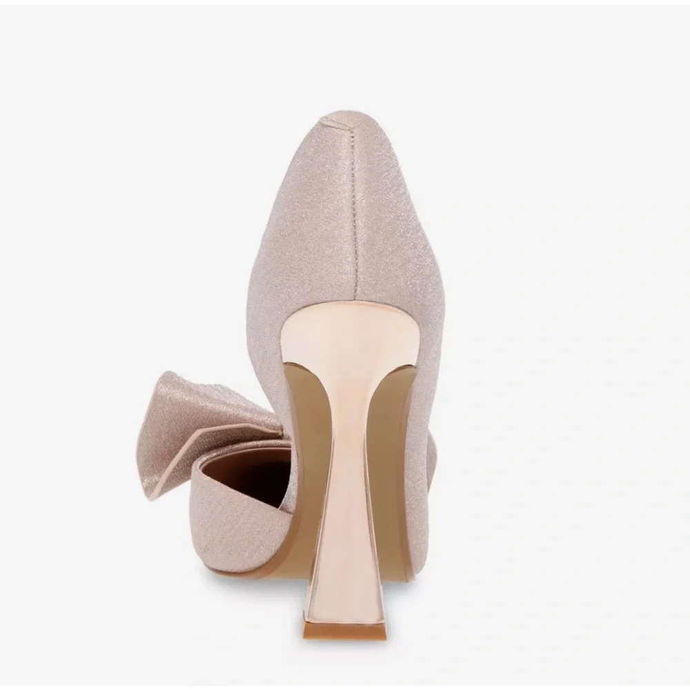 Betsey Johnson Glittering Pink Heels with Bow - Picture 7 of 11